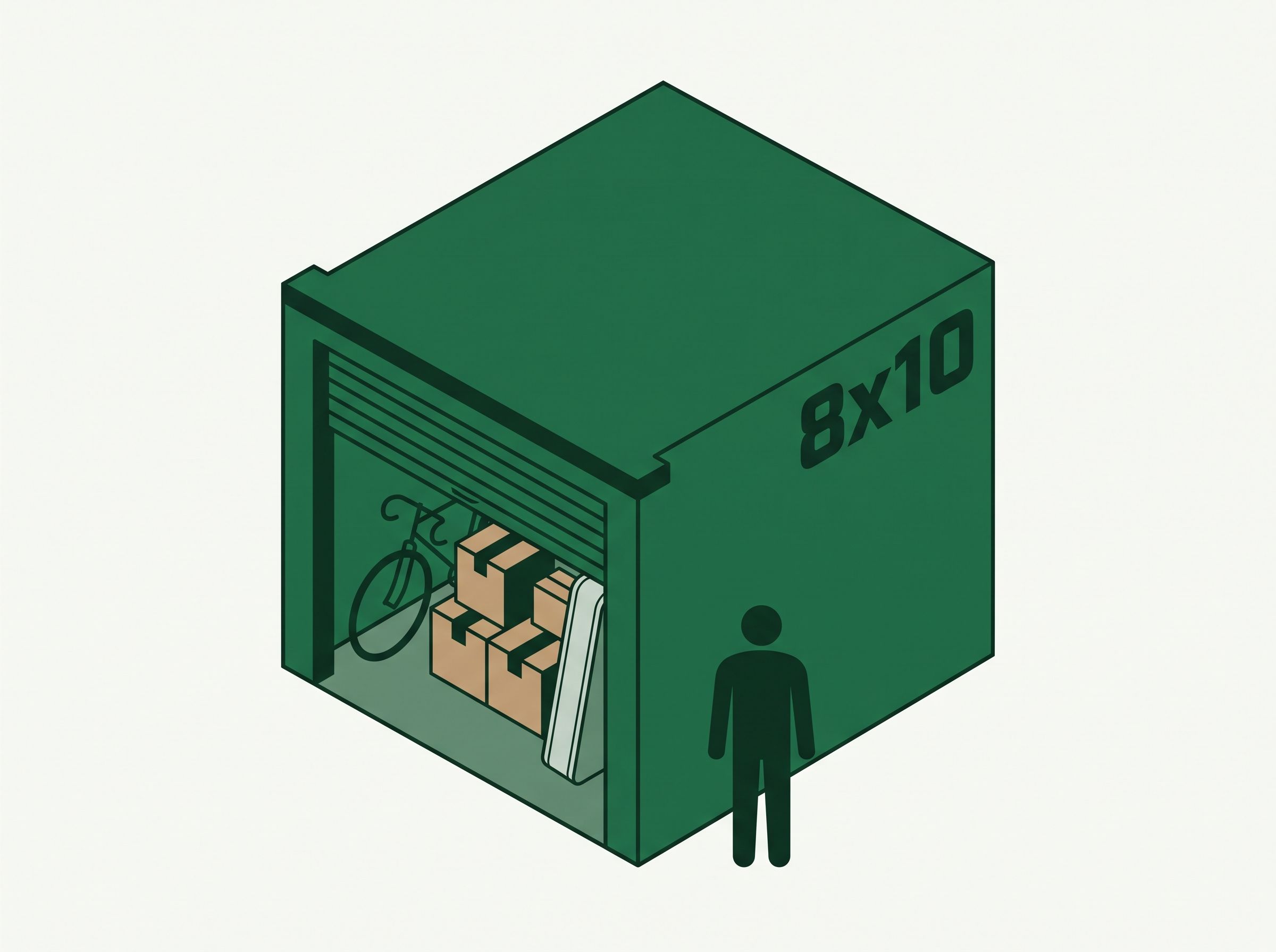 Ilustración de almacén 8x10 con capacidad aproximada